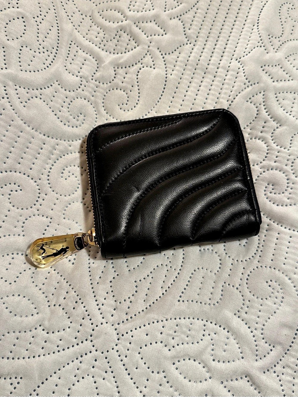 Henri Bendel Women’s Zip Around Black Leather Wallet